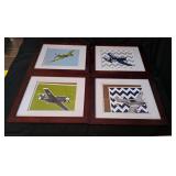 4 frame matching works of airplane art