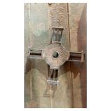 THE ADAMS CO CAST IRON CLOTHESLINE REEL & WEIGHT
