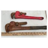 (2) 14' PIPE WRENCHES & (2) 18' PIPE WRENCHES