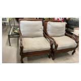 Knuckle  Arm Chairs Leather and fabric w/ ottoman