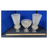 (2) Crystal Footed Vases tall AR engraved &