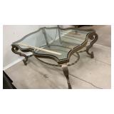 Glass top Gold metal coffee table Century brand