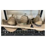 (3) Ceramic Cowboy Hat Hanging Pendant Light