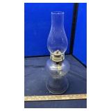 (2) KEROSENE LAMP W/CHIMNEY & LEADED CRYSTAL