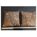 (2) Real cow hide pillows