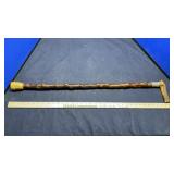 BONE HANDLE CANE STERLING SILVER NECK MARKED WDC