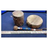 (2) NATIVE DRUMS & DRUM STICK