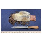 KNIFE W/ FUR & BEADED SHEATH