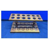 CYPRESS WOOD PIPE STAND & (5) PIPES