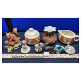 CLAY FLUTES HAND PAINTED, HORNER POTTERY & MISC.