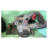 PORTER CABLE SKILL SAW W/ FOUR BATTERIES & CHARGER