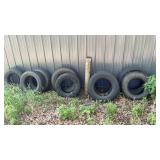 (9) ASSORTED TIRES & (3) PALLETS