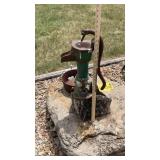 HAND WATER PUMP & CAST IRON KETTLE