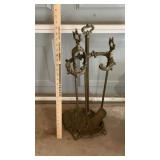 FIREPLACE TOOLS, COAL BUCKES AMD LARGE BRUSH