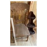 PRESS BACK CHAIR & SMALL CORNER SHELF