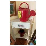 CORNER TABLE, WATER CAN & POT
