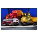 TONKA TRUCK, FIRE TRUCK, SLED & MISC. TOYS