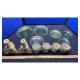 GLASSES, STEMWARE, GREEN PLATES & MISC GLASS