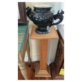(2) POTS & WOOD PEDESTAL