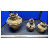(3) METAL OIL LAMPS & LAMP PARTS