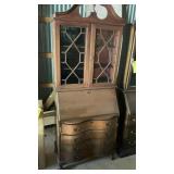 SECRETARY DESK W/ GLASS TOP CABINET