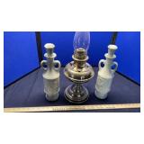 (2) LIQUOR BOTTLES & RAYO OIL LAMP