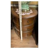 ROUND THREE DRAWER SIDE TABLE