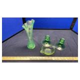 ASSORTED PINK & GREEN DEPRESSION GLASS