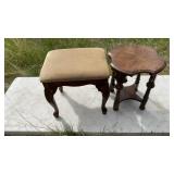 PADDED STOOL & SIDE TABLE