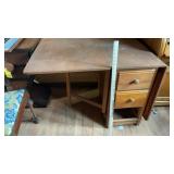 WOOD DESK W/ DROP LEAF  & CHAIR