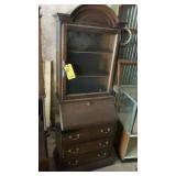 SECRETARY DESK W/ GLASS TOP CABINET
