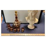 DECANTER W/ GLASSES & BUST