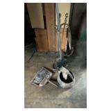 BRASS FIREPLACE SET AND KETTLE
