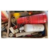 FIRE EXTINGUISHER, THERMOMETER, WEDGE & MISC.