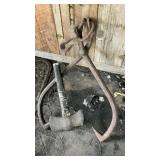 LOGGING TONGS AND TWO HEADED AX