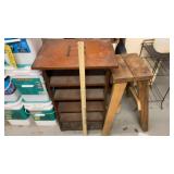 WOOD STOOL & CUBBY / SHELF