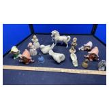 DRESSER MIRRORS, BRUSH & FIGURINES