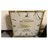 HARTFORD INSURANCE CLOCK, JVC TURNTABLE &
