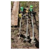 (3) WEED TRIMMERS & SCOTTS SEED SPREADER