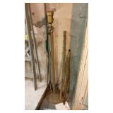 WALKING STICKS, WOOD BOW & FLOOR LAMP