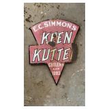 PORCELAIN ENAMEL KEEN KUTTER SIGN TWO SIDED