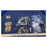 COIN BAG, BRACELETS, FOUNTAIN PEN & MISC. JEWLERY