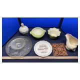 COMPOTE DISH, VASES, BOWLS & MISC. GLASS