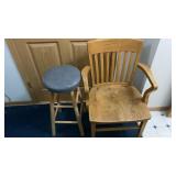 WOOD CHAIR & STOOL