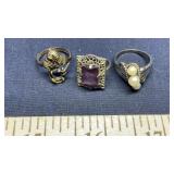 (3) STERLING LADIES RINGS
