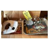 CIGAR BOXES, BUDWEISER TRAY, PERCOLATOR POT & MISC