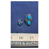 STERLING TURQUOISE RING & OTHER RINGS