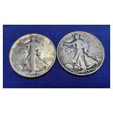 2 WALKING LIBERTY 1/2 DOLLARS