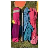 ((2) UMBRELLAS AND A CAMP CHAIR