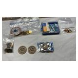 WOOD NICKLES, PINS, PATCHES, BELT BUCKLE & MORE